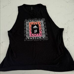 adidas Black Peloton Graphic Muscle Tee with Pink Accent